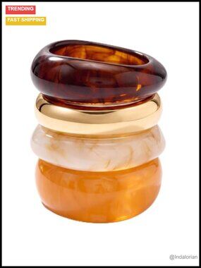 Chunky Acrylic Resin Bangle Set Irregular Geometric Stackable Bracelets
